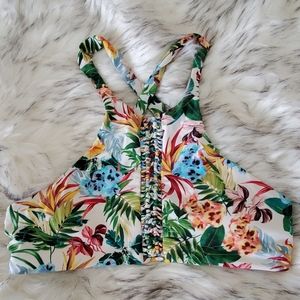 Criss cross floral padded top XS